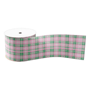  roze en groen geruite geruite motief grosgrain lint
