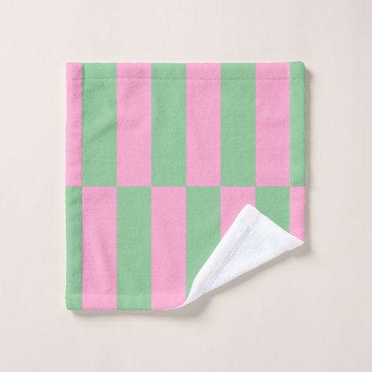 Roze en groen gestreept geometrisch patroon bad handdoek (Wasdoekje)