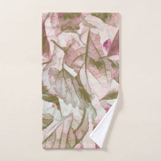 Roze en Groen Gevallen Bladeren Bad Handdoek (Handdoek)