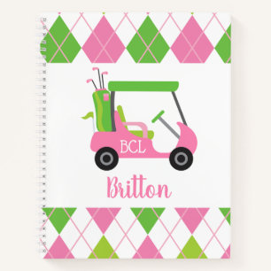 Roze en Groen Golf gepersonaliseerd Monogram Notit Notitieboek