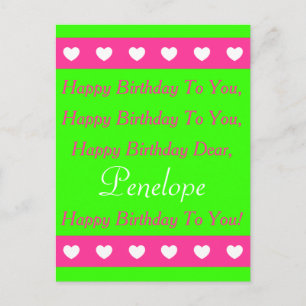 Roze en groen Happy Birthday Song Briefkaart