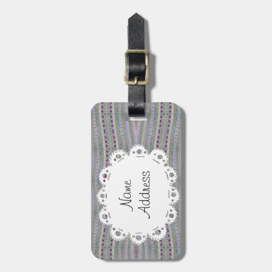 Roze en groen hartpatroon bagagelabel (Voorkant verticaal)