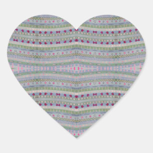 Roze en groen  hartpatroon hart sticker