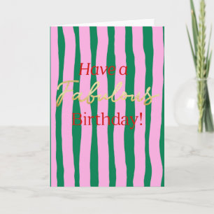 Roze en Groen Hebben een Fantastische Verjaardag Kaart