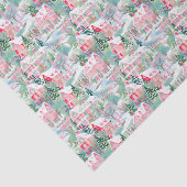 Roze en Groen Kerstdorp Tissuepapier (Detail)