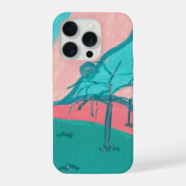 Roze en Groen Minimalistische Landschap Phonehoes iPhone 15 Pro Hoesje