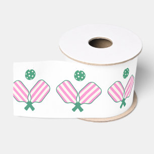 Roze en Groen Pickleball Grosgrain Lint