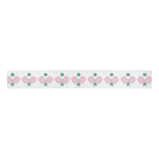 Roze en Groen Pickleball Grosgrain Lint (Voorkant)