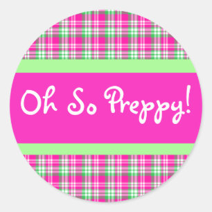 Roze en Groen Plaid Preppy Sticker