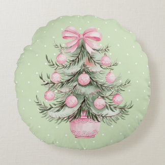 Roze en Groen Rond Kussen