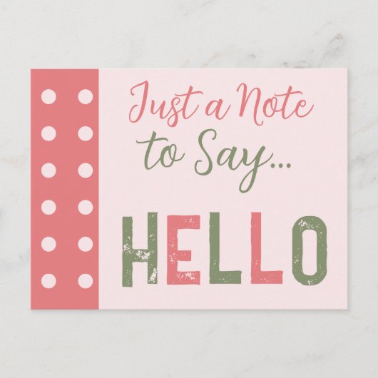 Roze en groen slechts een noot om hallo te zeggen briefkaart (Voorkant)