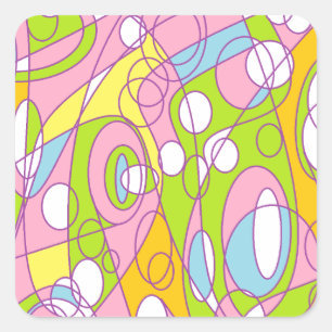 Roze en groen vierkante sticker