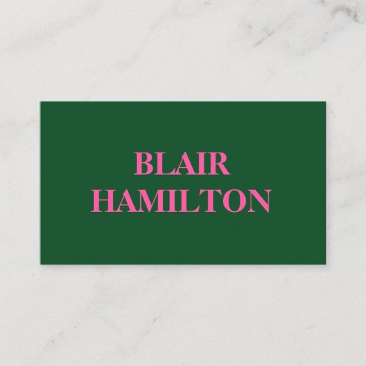 Roze en groen visitekaartje (Voorkant)