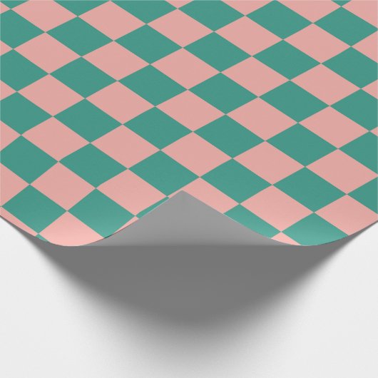 Roze en groencontrollerpapier cadeaupapier (Hoek)