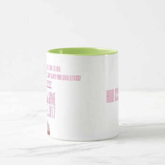 Roze en Groene Aangepaste Griekse Sorrooriteitenca Mok (Midden)