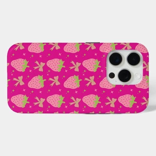 Roze en groene aardbeien en strikken Case-Mate iPhone case (Achterkant (horizontaal))