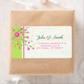 Roze en groene Abstracte Floral Design-Light 2 Etiket (Insitu)