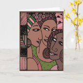 Roze en groene Afrikaanse Amerikaanse vrouwen Kaart (Gele Bloem)