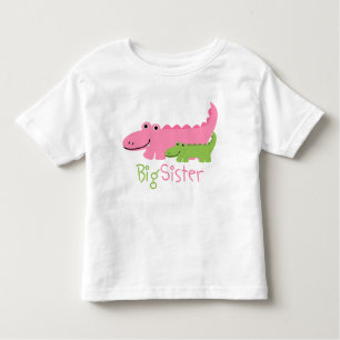 Roze en groene alligators Big Sister Kinder Shirts