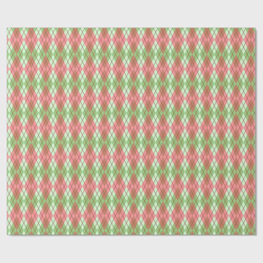 Roze en groene argyle cadeaupapier (Vlak)