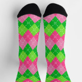 Roze en Groene Argyle met Wit Stikkend Sokken (Top)