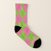Roze en Groene Argyle Patroon Sokken (Rechts - buiten)