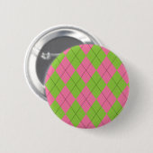 Roze en Groene Argyle Ronde Button 5,7 Cm (Voorkant /achterkant)