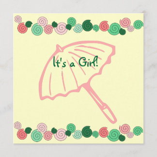 Roze en groene Baby shower Kaart