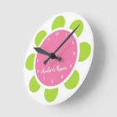 Roze en groene bloem Kind Ronde Klok (Hoek)