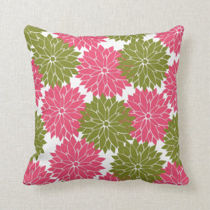  roze en groene bloem kussen