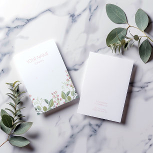 Roze en groene bloem met oorenkaart visitekaartje