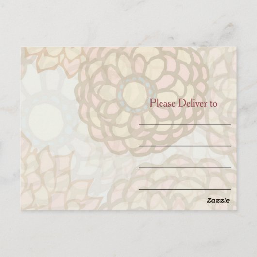 Roze en groene bloemen dank u briefkaart (Achterkant)