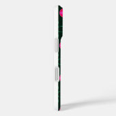 Roze en Groene Bloemen iPhone Case met Naam (Achterkant / Rechts)