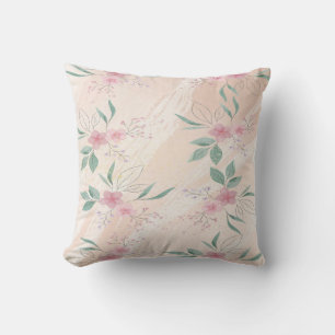 Roze en groene bloemen kussen