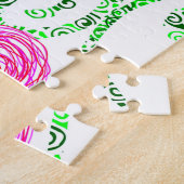 Roze en groene bloemen legpuzzel (Zijkant)