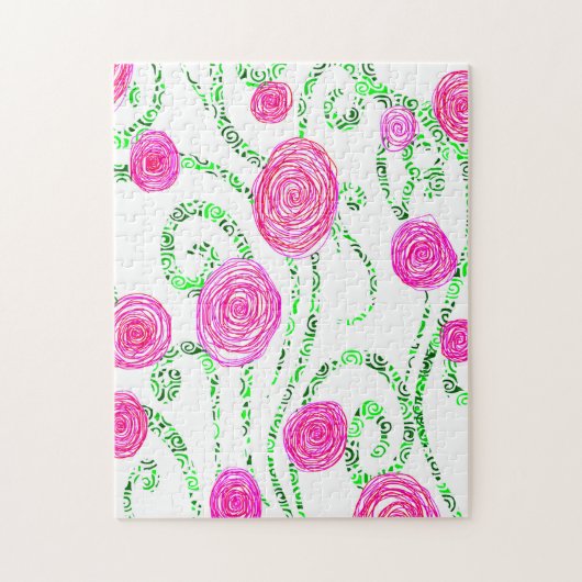 Roze en groene bloemen legpuzzel (Verticaal)
