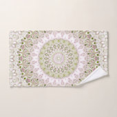 Roze en Groene Bloemen Mandala Patroon Ontwerp Bad Handdoek (Handdoek)