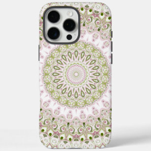 Roze en Groene Bloemen Mandala Patroon Ontwerp iPhone 16 Pro Max Hoesje