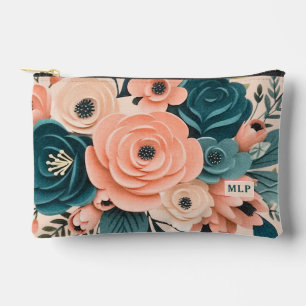  roze en groene bloemen met Initals Vrouwen Etui