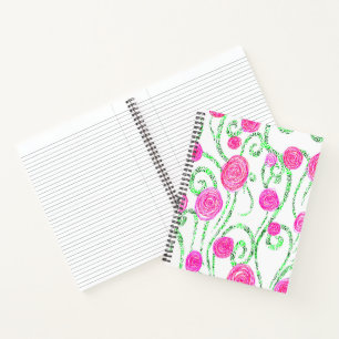 Roze en groene bloemen notitieboek