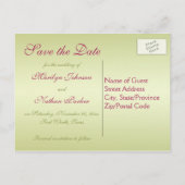 Roze en Groene Bloemen Save the Date Briefkaart (Achterkant)