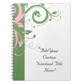 Roze en Groene Bloemen Swirl Bruiloft Notitieboek (Voorkant)