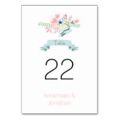 Roze en Groene Bloemenkrans Tafel Kaarten (Voorkant)