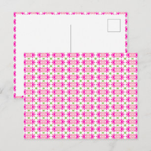 Roze en groene bloemkaart briefkaart