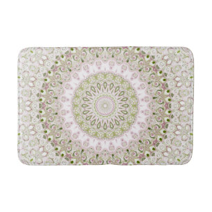 Roze en groene bloemrijke Mandala-patroonontwerp Badmat