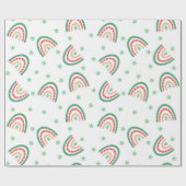 Roze en groene boho-regenboog cadeaupapier (Vlak)
