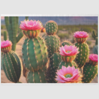 Roze en Groene Cactus Decoupage Paper Arizona Tissuepapier