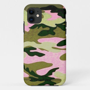 Roze en groene Camoflauge iPhone 11 Hoesje