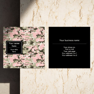 Roze en groene camouflage, camouflage, militair, l vierkante visitekaartje