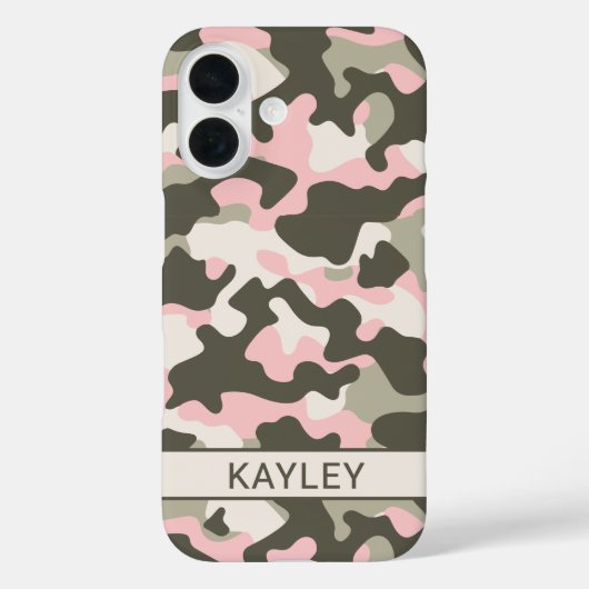 Roze en groene camouflage gepersonaliseerd Case-Mate iPhone case (Achterkant)
